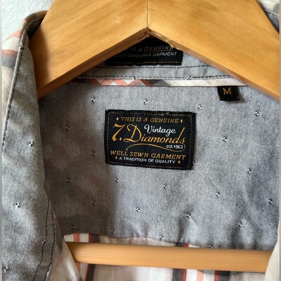 7 diamonds short sleeve button down M - Picture 2 of 2